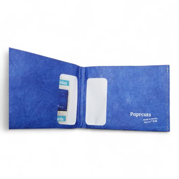 Paprcuts - from Berlin With Love Paper Tyvek Bi-Fold Wallet Blue White Stitched - Picture 3 of 6